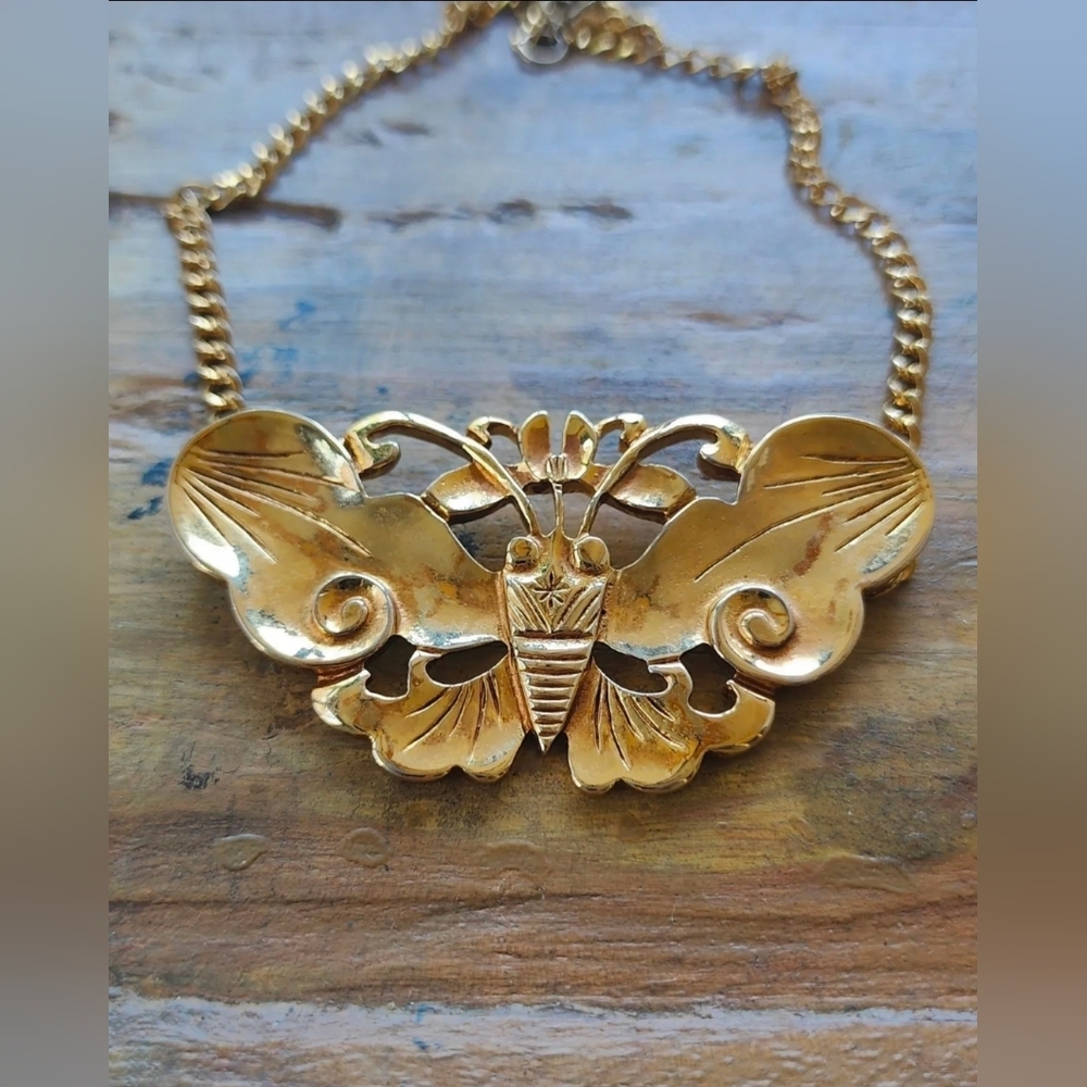 Vintage Moth Necklace